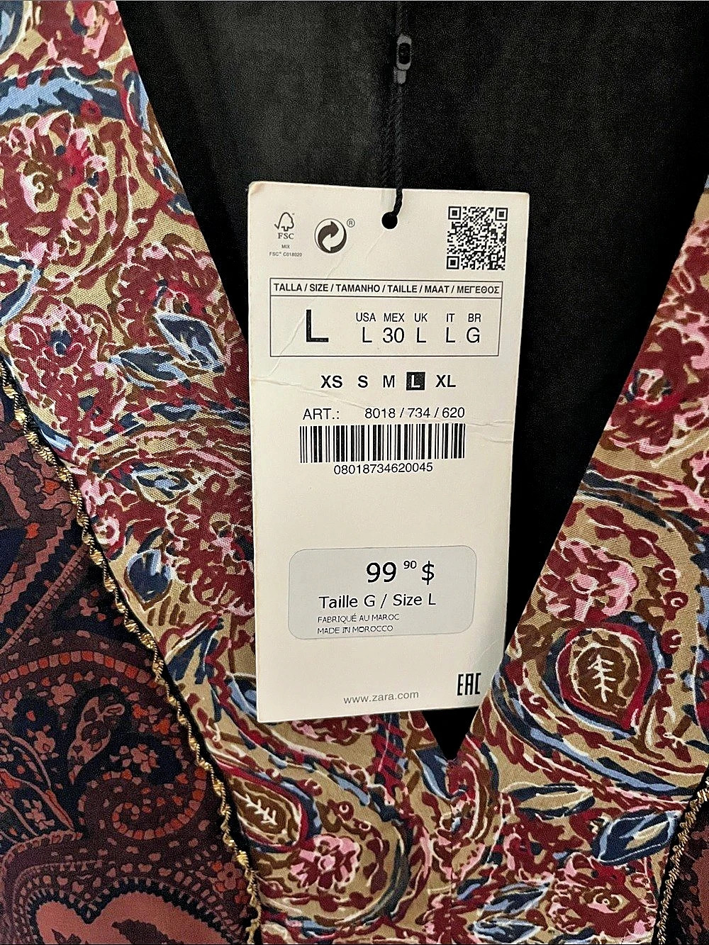 Zara Paisley Mini Dress Large NWT - Picture 4 of 6